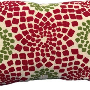 Pier 1 Red and Green Mosaic Holiday Pillow